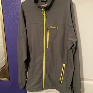 Marmot Men's Performance Jacket in Gray with Yellow Zippers